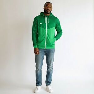 Nike Mens Dri-Fit Full Zip Hoodie Slim Fit Green Size XL Soccer Jacket DR2571